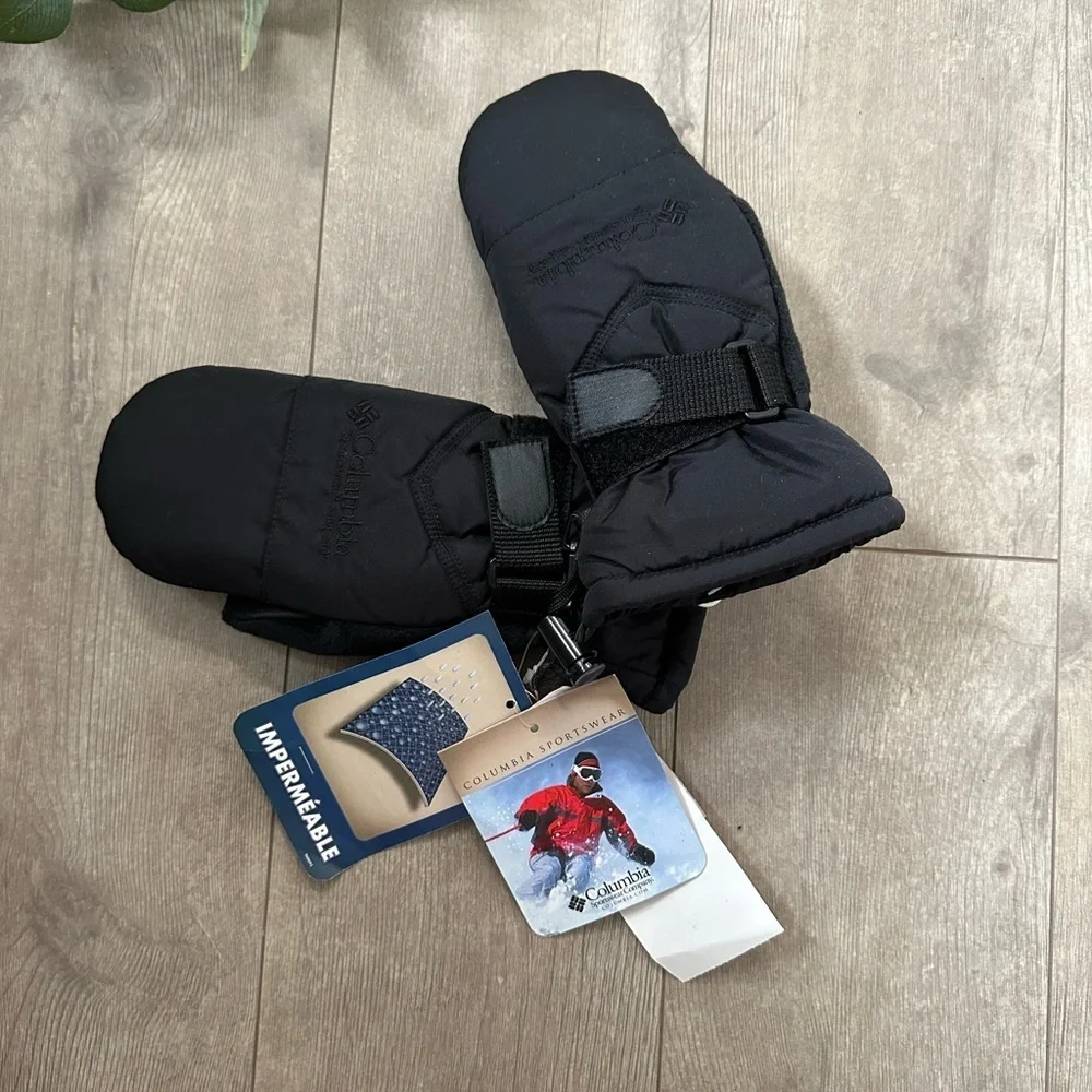 New Y2K Columbia Black Waterproof Youth XS Black Chippewa Mittens Snow Gloves